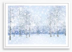 Soft snow falling Framed Art Print 73842234
