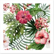 Pink hibiscus leaves Art Print 74294338