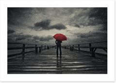 Red umbrella in the storm Art Print 76339850