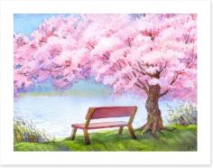 Peach blossom bench Art Print 76374706