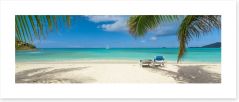 Palm frond beach panoramic Art Print 76950284