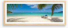 Palm frond beach panoramic Framed Art Print 76950284