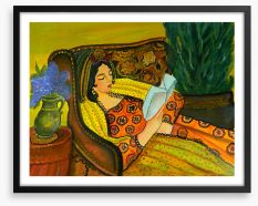 Lost in the pages Framed Art Print 77226267