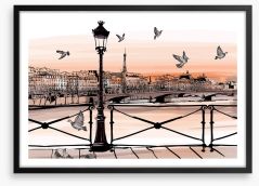Sunset over the Seine Framed Art Print 77436218