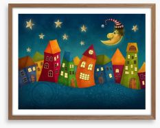 Night in the colourful town Framed Art Print 77935444
