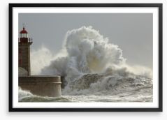 Lighthouse in the storm Framed Art Print 79288124