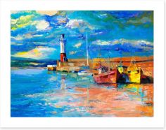 Lighthouse and boats Art Print 80061654