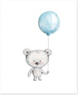 Bear with blue balloon Art Print 80072370