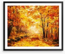 Golden autumn forest Framed Art Print 80917211