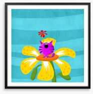 Cat in the flower Framed Art Print 81092602