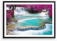 Turquoise Kuang Si waterfalls Framed Art Print 81777751