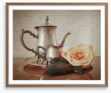 Peach rose tea Framed Art Print 82486999