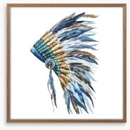 Blue native headdress Framed Art Print 83500326