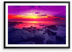 Purple sunset over the sea Framed Art Print 83690191