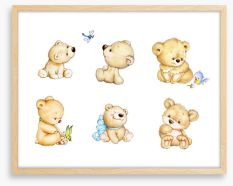Six little bears Framed Art Print 84073053
