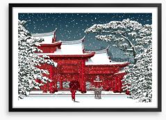 Temple in the snow Framed Art Print 84364851