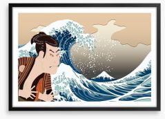 Edobei and the wave Framed Art Print 84929819