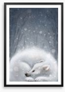 Sleeping in the snow Framed Art Print 85721488