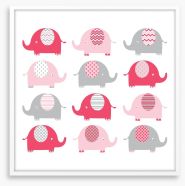 Baby pink elephants Framed Art Print 86567345