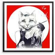 Feline of the night Framed Art Print 87593505