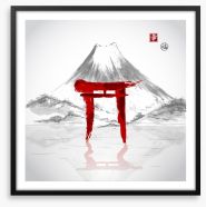 Torii gate mountain Framed Art Print 90228729