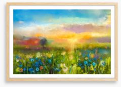 Wildflower meadow at sunset Framed Art Print 90987549