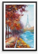 Autumn along the Seine Framed Art Print 91557009