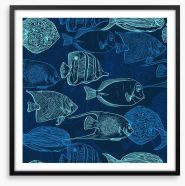 Deep sea swim Framed Art Print 93128668