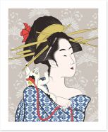 The cat on the kimono Art Print 94243667