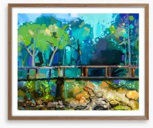 Bridge over the forest creek Framed Art Print 94986553