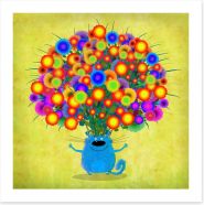 Blue cat with Asters Art Print 95628749