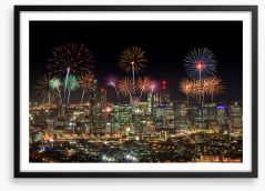 Fireworks over Brisbane Framed Art Print 98285235