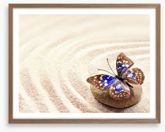 Beautiful butterfly on the sand Framed Art Print 98318986