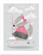 Pink fox swing Art Print KB0013